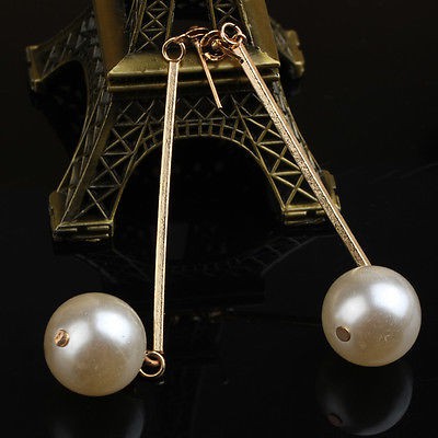 Khuyên tai mạ vàng đính ngọc trai nhân tạo lấp lánh thời trang