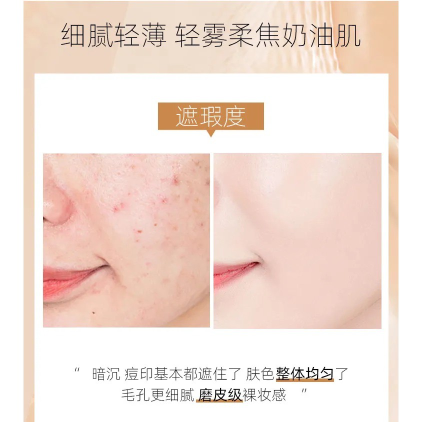 (Hàng Mới Về) Kem Nền Che Khuyết Điểm Bb Cream Màu Ngà Tự Nhiên Làm Sáng Da Kèm Cọ Đầu Nấm