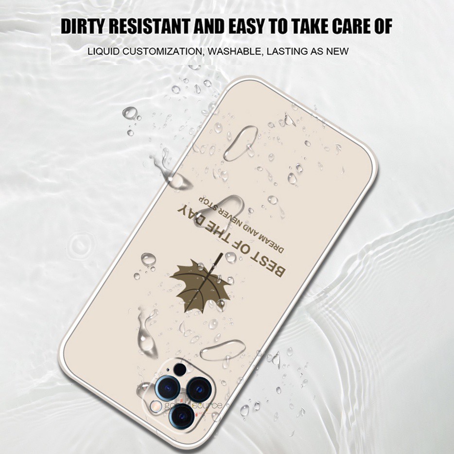 Ốp Lưng Silicone Hình Vuông Họa Tiết Lá Phong Cho iphone 11 Pro MAX 6s 7 8 plus iphone XS MAX XR