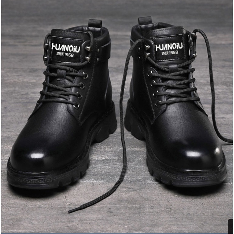 Giày Bốt Martin Da Thật Cổ Cao Lót Nhung Ấm Áp Thời Trang Mùa Đông Cho Nam