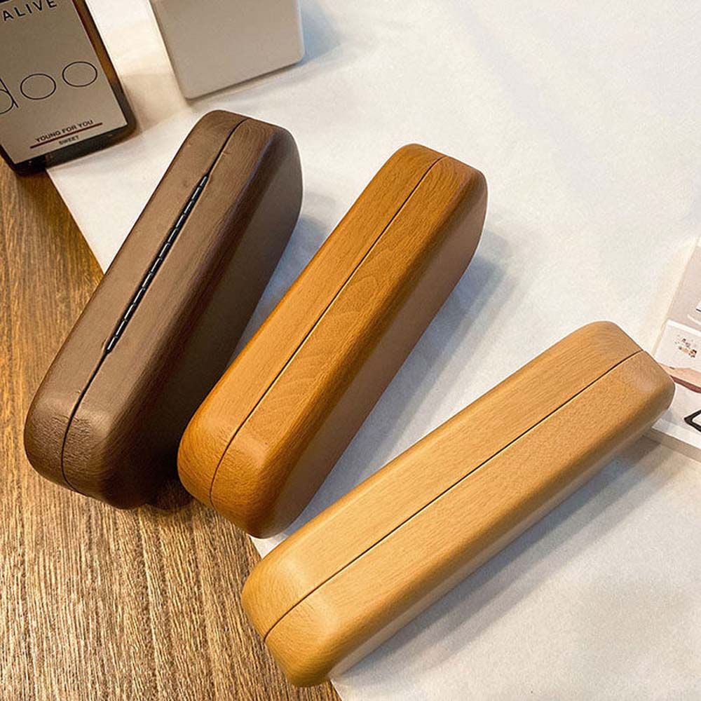 AARON1 Men Wood Grain Glasses Case Women Storage Glasses Box Glasses Container Portable Imitation Wood Grain Organizer Sunglasses Holder High Quality Retro Glasses Box/Multicolor
