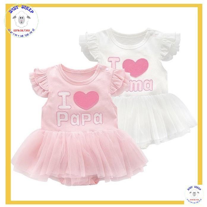 Body váy I love mama / I love papa cho bé gái - hàng Quảng Châu cao cấp