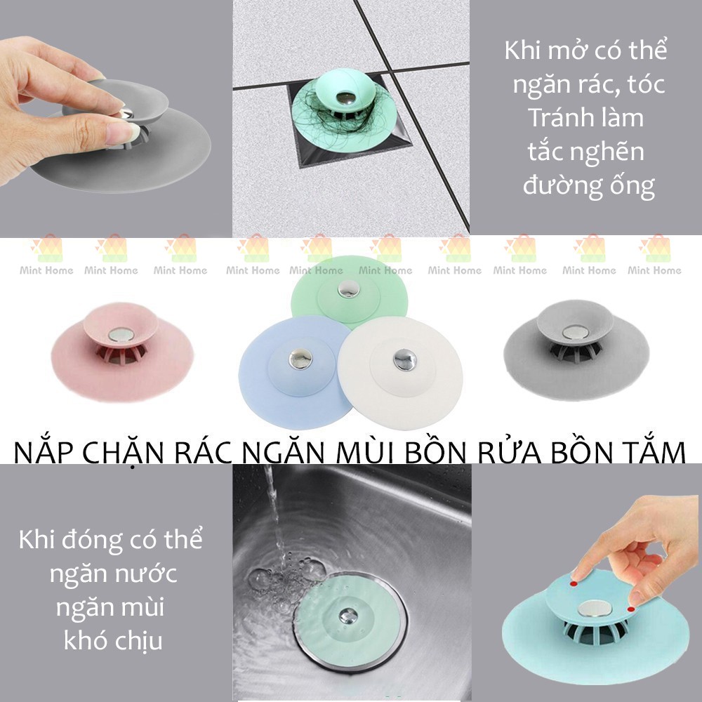 Nắp đậy lọc rác bồn rửa chén bát silicon, bịt nắp cống ngăn chặn khử mùi hôi nhà vệ sinh, thông tắc thoát nước sàn