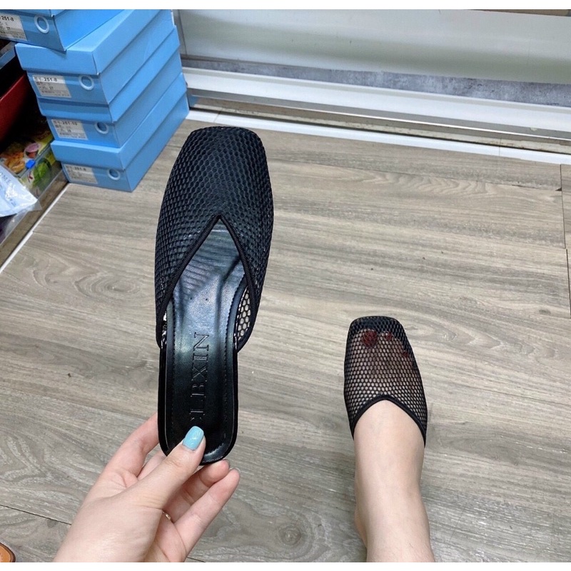 dép sục phối lưới gót 3cm siêu mềm êm chân !!!