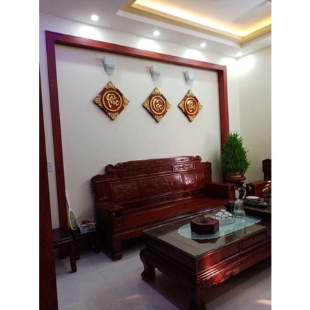 Tranh Cha mẹ - Phúc Lộc Thọ gỗ hương treo tường