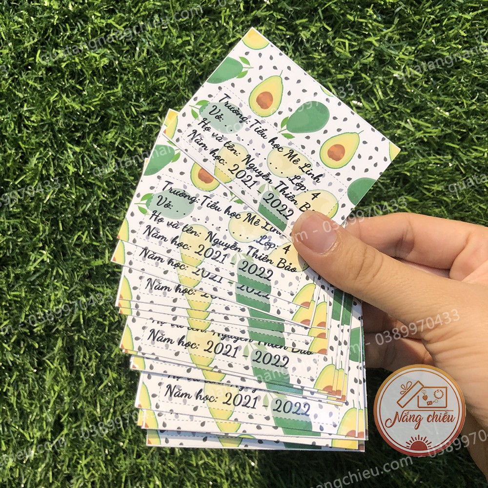 Nhãn dán in tên bé theo yêu cầu - Mẫu nhãn vở in hình trái bơ xinh xắn - Thiết kế theo yêu cầu