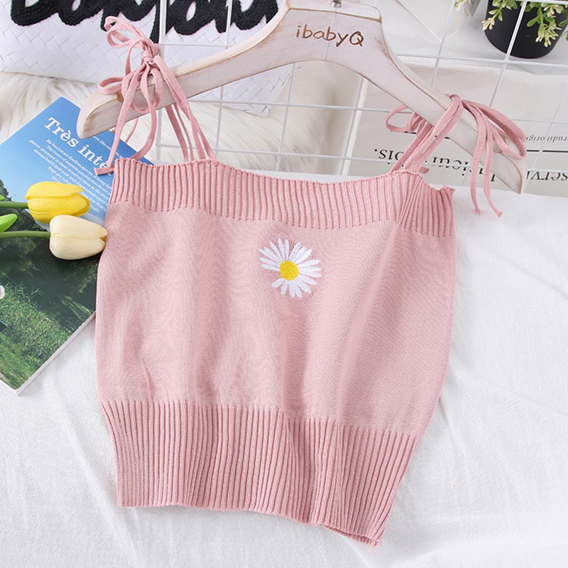 Áo Hai Dây Dệt Kim Thêu Hoa Thời Trang Mùa Hè Cho Nữ