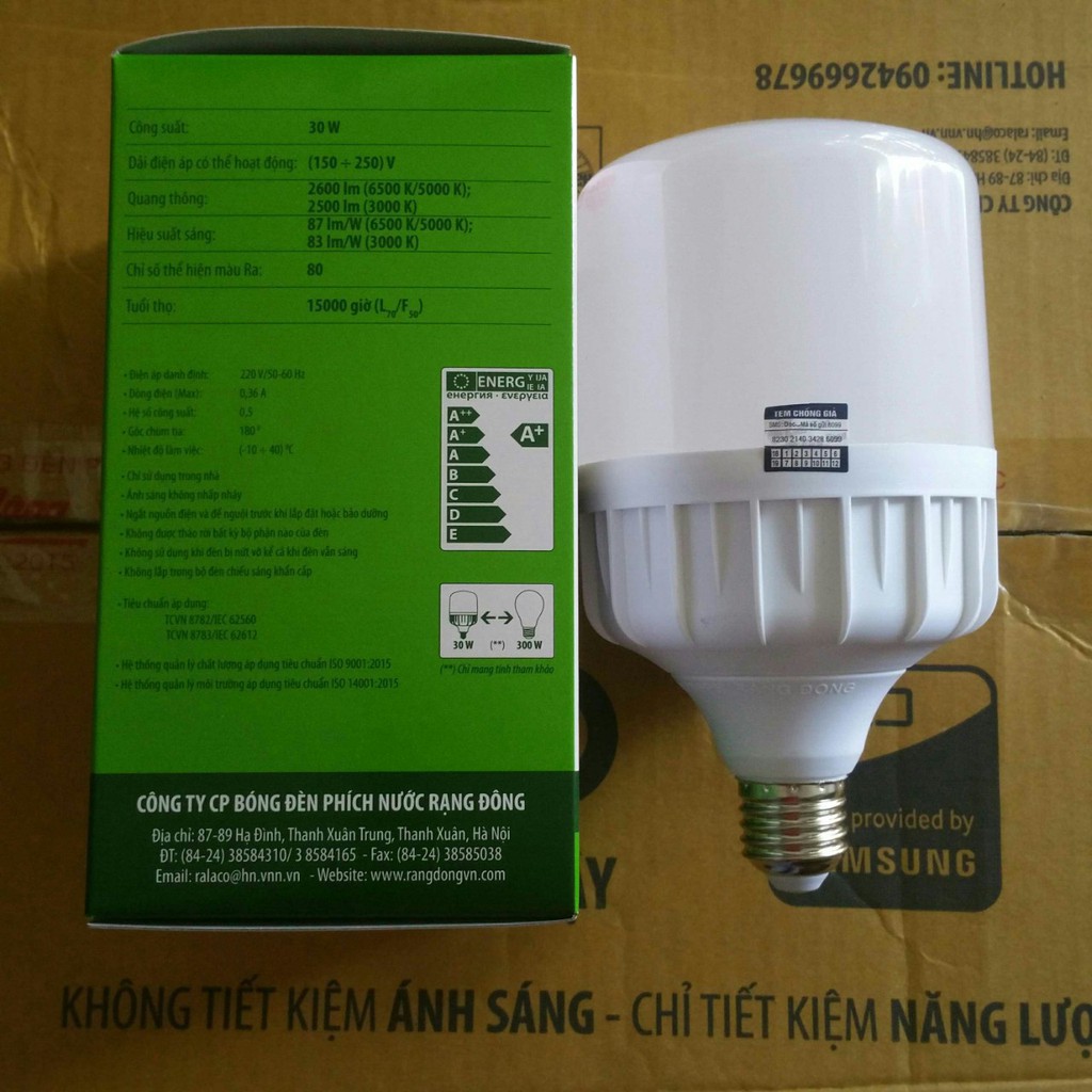 Bóng đèn led bulb trụ 30W Rạng Đông, Model LED TR100N1/30W