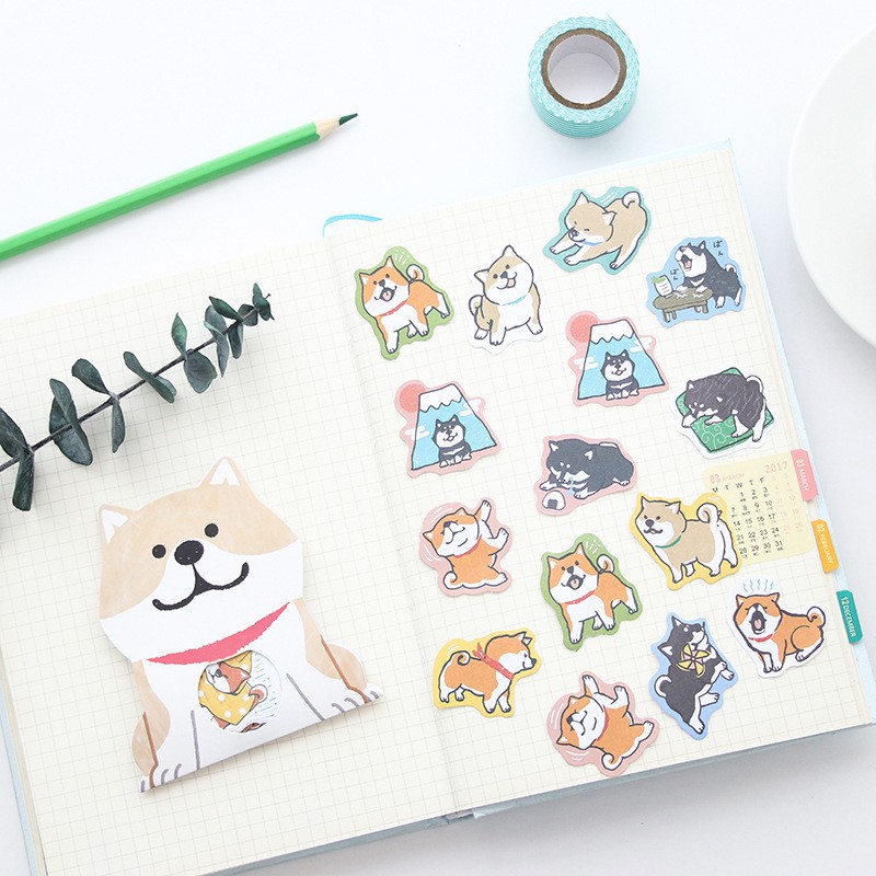 Túi Sticker Hình Chó Shiba Inu & Husky Siêu Dễ