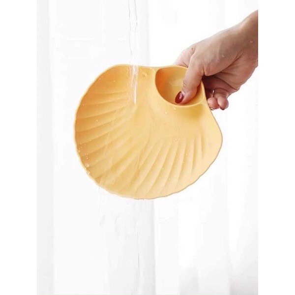 Set 4 đĩa lúa mạch hình vỏ sò mẫu mới nhất, có ngăn để gia vị