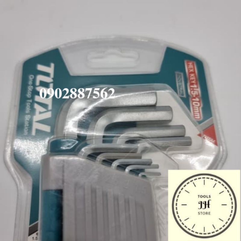 1.5-10mm Bộ lục giác đầu bằng 9 chi tiết hệ mét Total THT106191