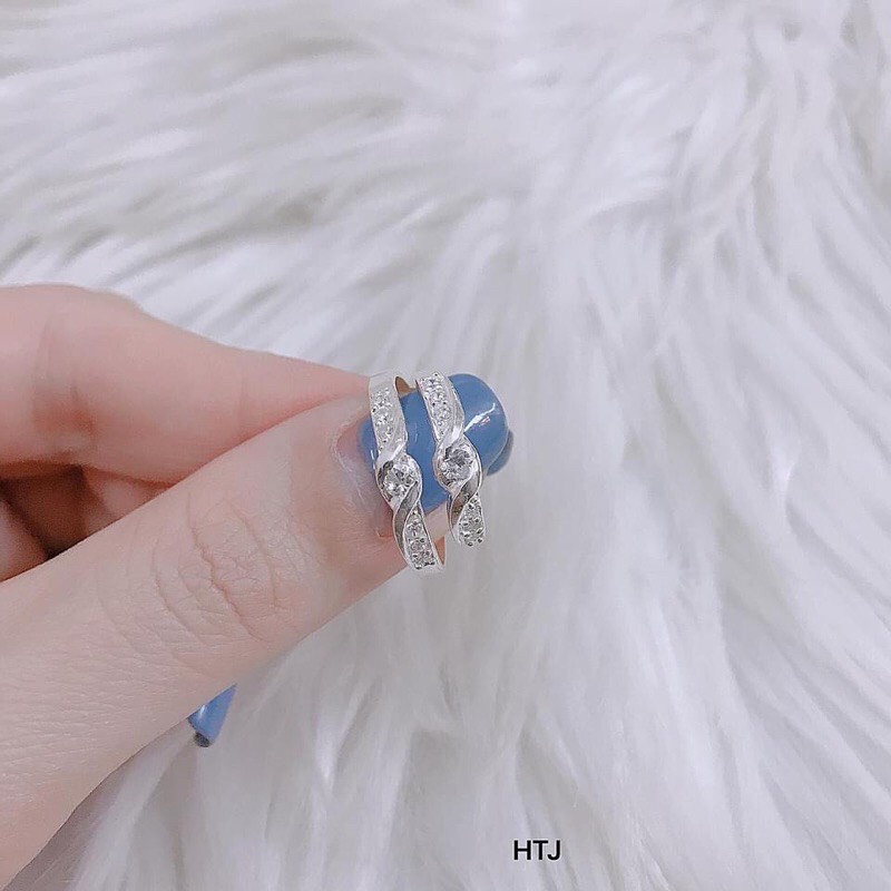 Nhẫn đôi nhẫn cặp tình yêu bạc ta mặt đá xoắn sang trọng - Kho sỉ bạc Nhất Linh
