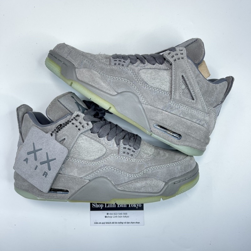 ( LINH BÚN TOKYO ) Giày jodan4 kaw xám lông chột sc + full hộp