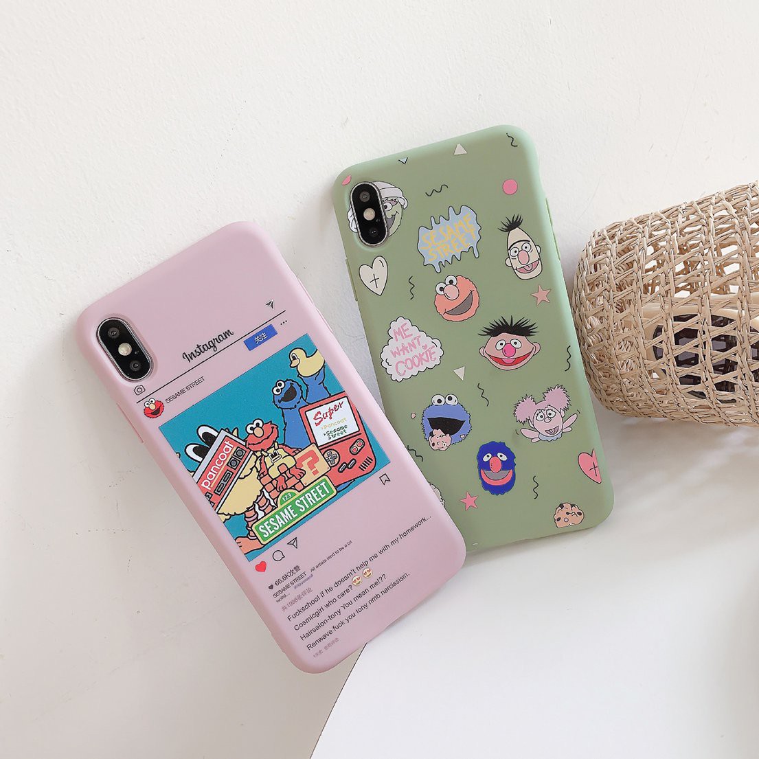 Stylish wild phone case Creative two-color phone case TPU Cartoon Geometric Graffiti Rear cover Handmade