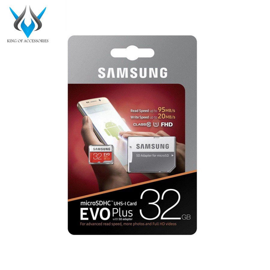 [Mã ELFLASH5 giảm 20K đơn 50K] Thẻ nhớ MicroSDHC Samsung Evo Plus 32GB UHS-I U1 95MB/s (Đỏ) + Tặng Adapter Samsung
