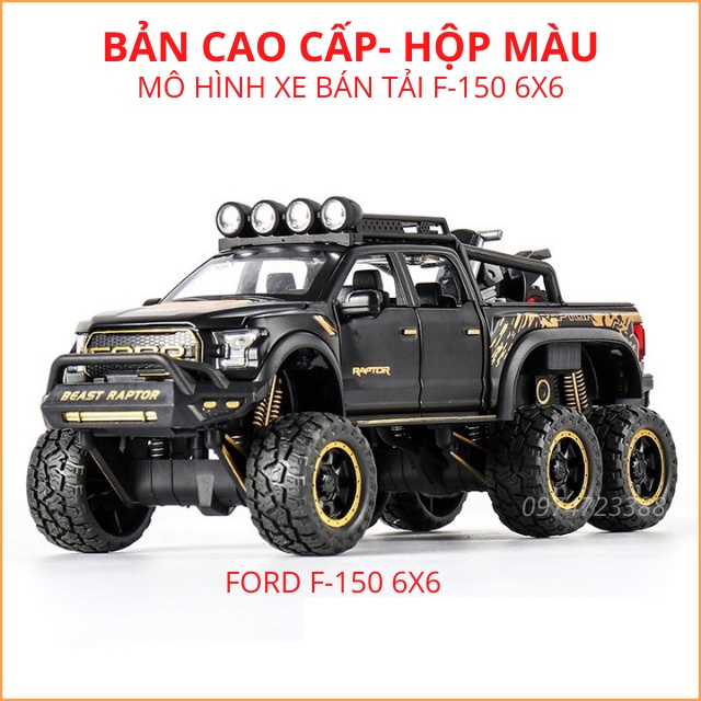 Đồ Chơi Ô Tô Mô Hình Tĩnh Xe Bán Tải Ford F-150 Beast Raptor 6X6, Bằng Sắt Tỷ Lệ 1:28 Cao Cấp Giá Rẻ cho bé