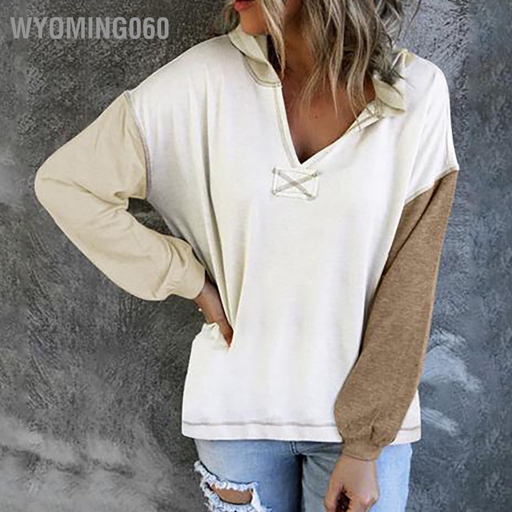 Wyoming060 Phụ nữ Áo choàng cổ V chui đầu Phong cách Đơn giản Thả vai Dài màu Khối Tay áo