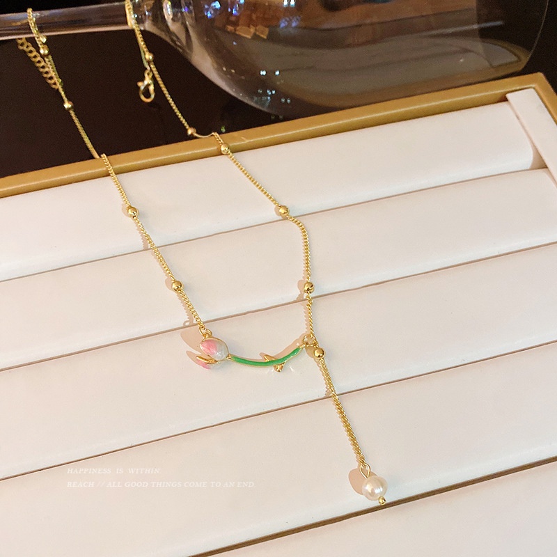 Dây Chuyền Mặt Hoa Tulip Tráng Men Thời Trang Mùa Hè