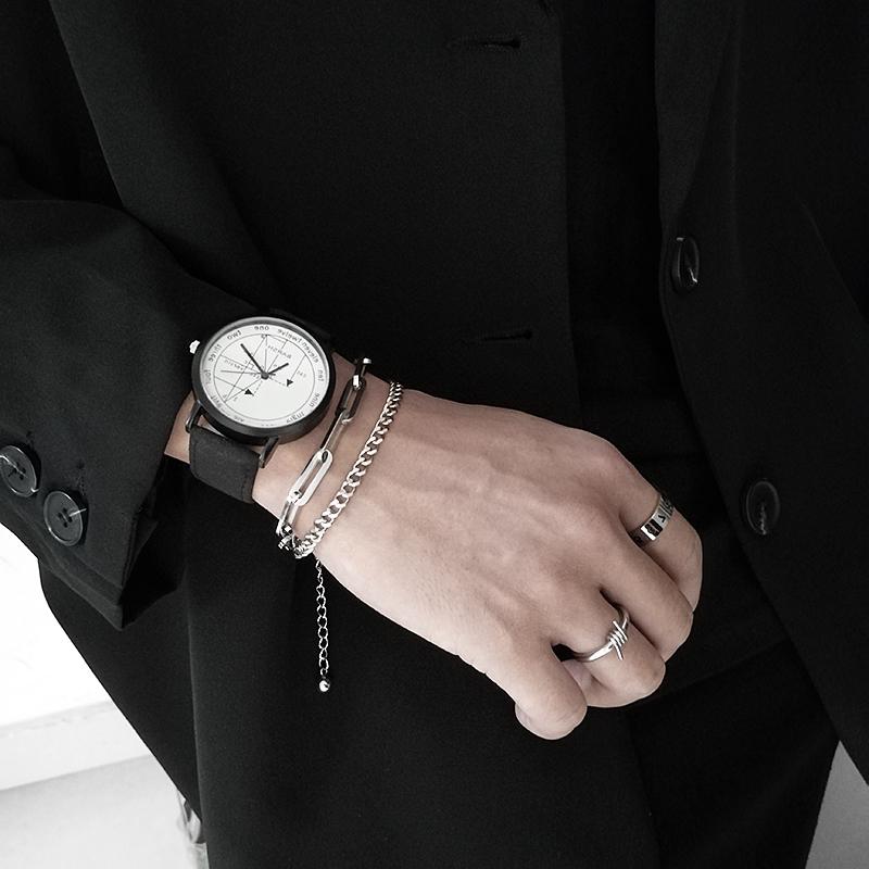 Vòng Tay Thép Titan Hai Lớp Phong Cách Hiphop Cá Tính