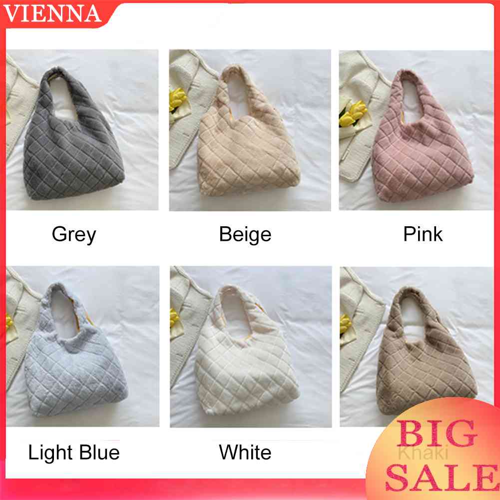 Túi Xách Lông Nhung Mềm Mại Họa Tiết Hình Thoi Thời Trang Thu Đông Cho Nữ