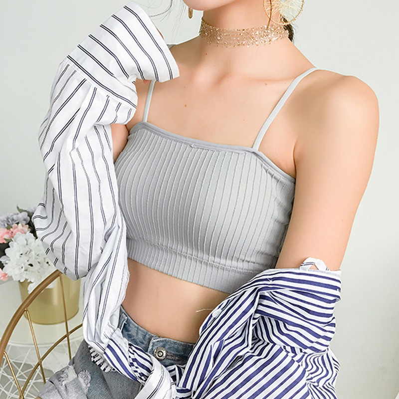 Áo ngực 2 dây thun tăm cho nữ với 4 màu tuỳ chọn