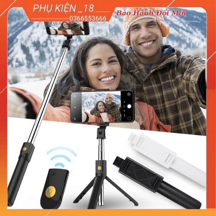 Gậy selfie chụp ảnh 3 chân tripod tự sướng bluetooth Selfiecom K07 tích hợp remote