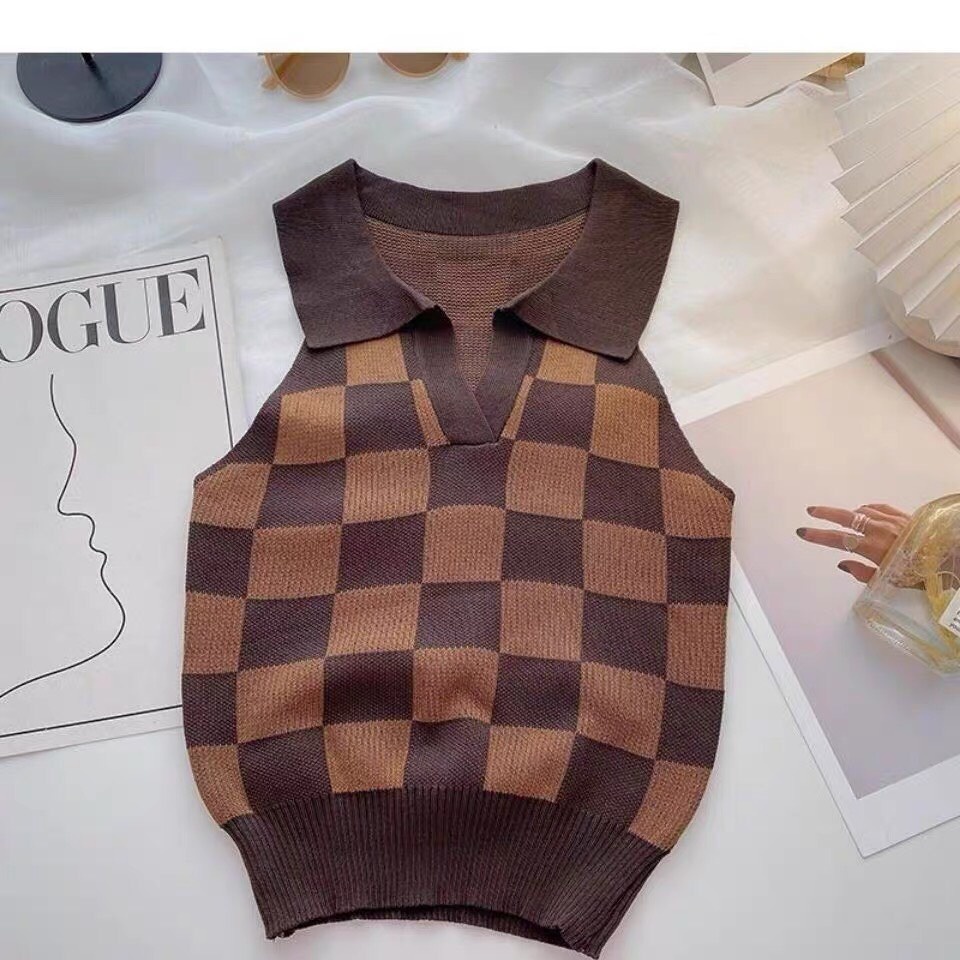 Áo 3 Lỗ Len Kẻ Mongtoghi Cổ Bẻ Nhiều Màu Phong Cách Ulzzang Hàn Quốc