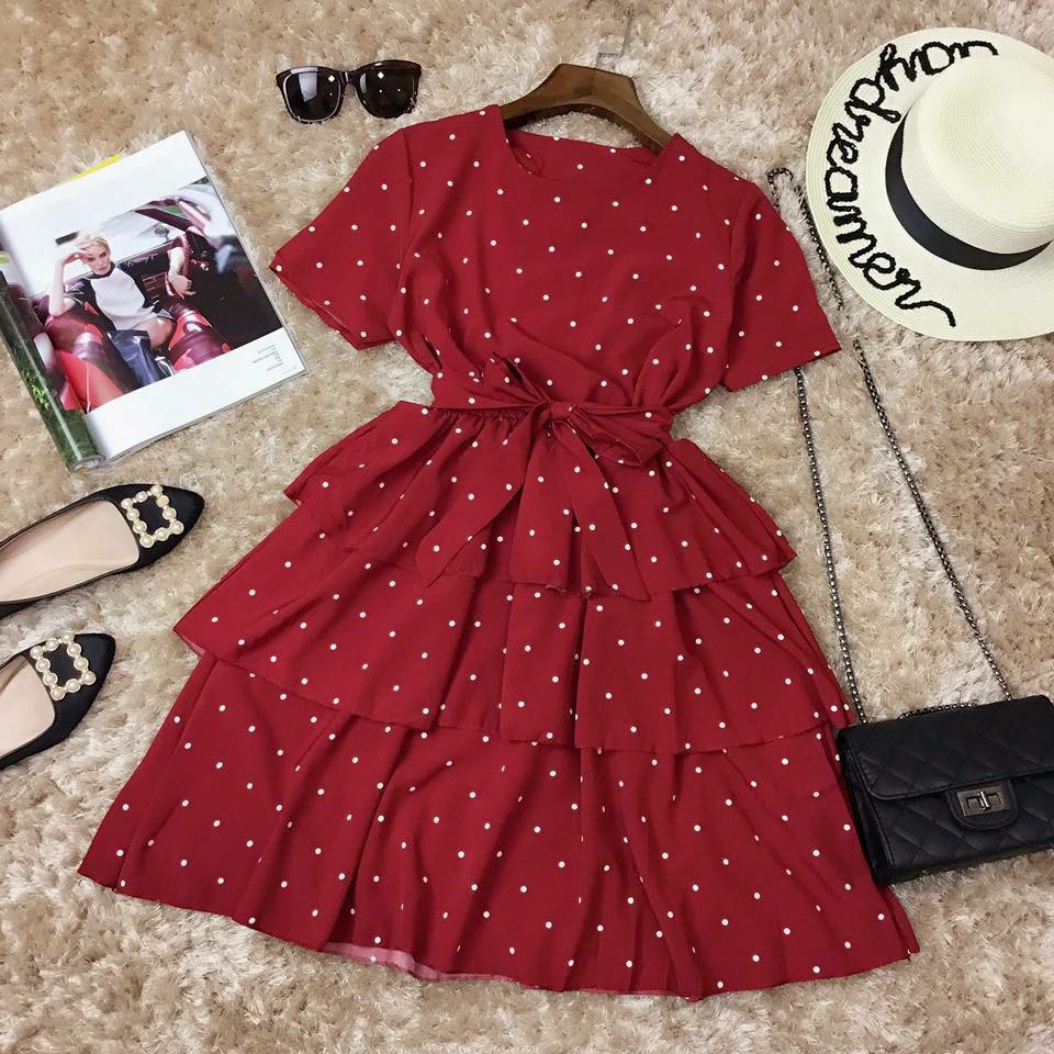 FREESHIP ĐƠN 99K_[Đỏ đã về ]Đầm chấm bi 3 tầng | BigBuy360 - bigbuy360.vn