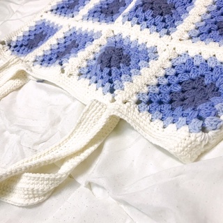 Túi tote crochet móc thủ công màu loang vintage