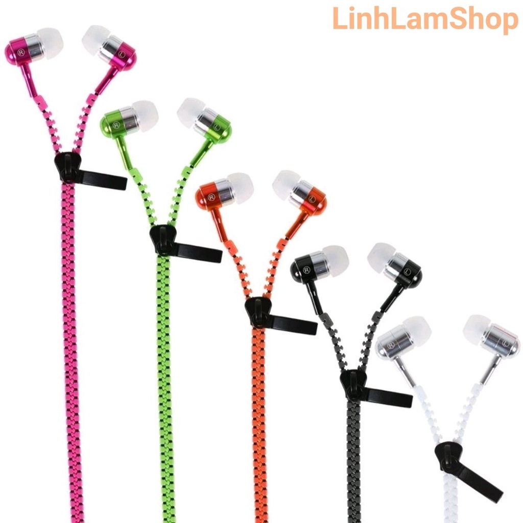 Tai nghe nhét tai kiểu dáng dây khóa kéo độc lạ chống rối jack 3 khắc âm thanh cực chất