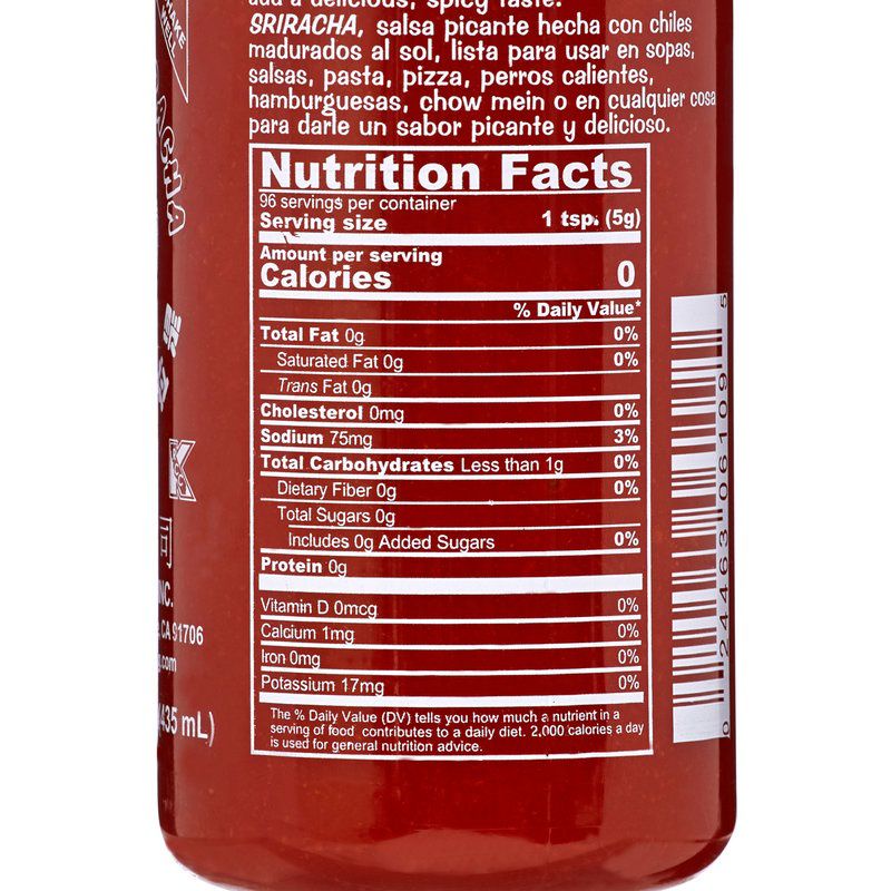 Tương Ớt 0 Calo, 0 Đường Sriracha từ Mỹ cho ngừoi Tiểu Đường,ăn Keto,Das,Healthy Thơm Ngon