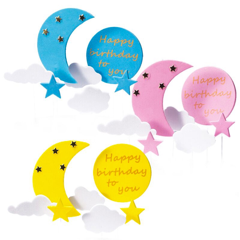 đồ trang trí bánh kem [FREESHIP] set cắm mây trăng sao xốp