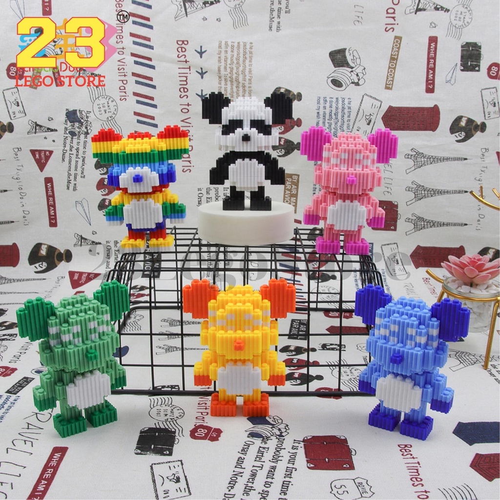 Bộ đồ chơi lắp ghép gấu BearBrick cỡ nhỏ mini 12cm