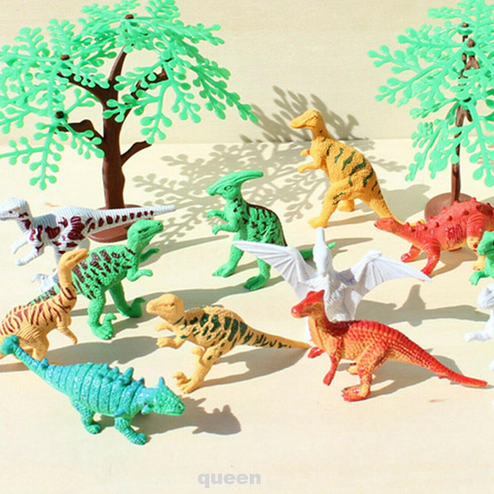 68pcs/set Realistic Home Children Gift Play Dinosaur Simulation Artificial Fence Tree Farm Yard Model Wild Animals Toys