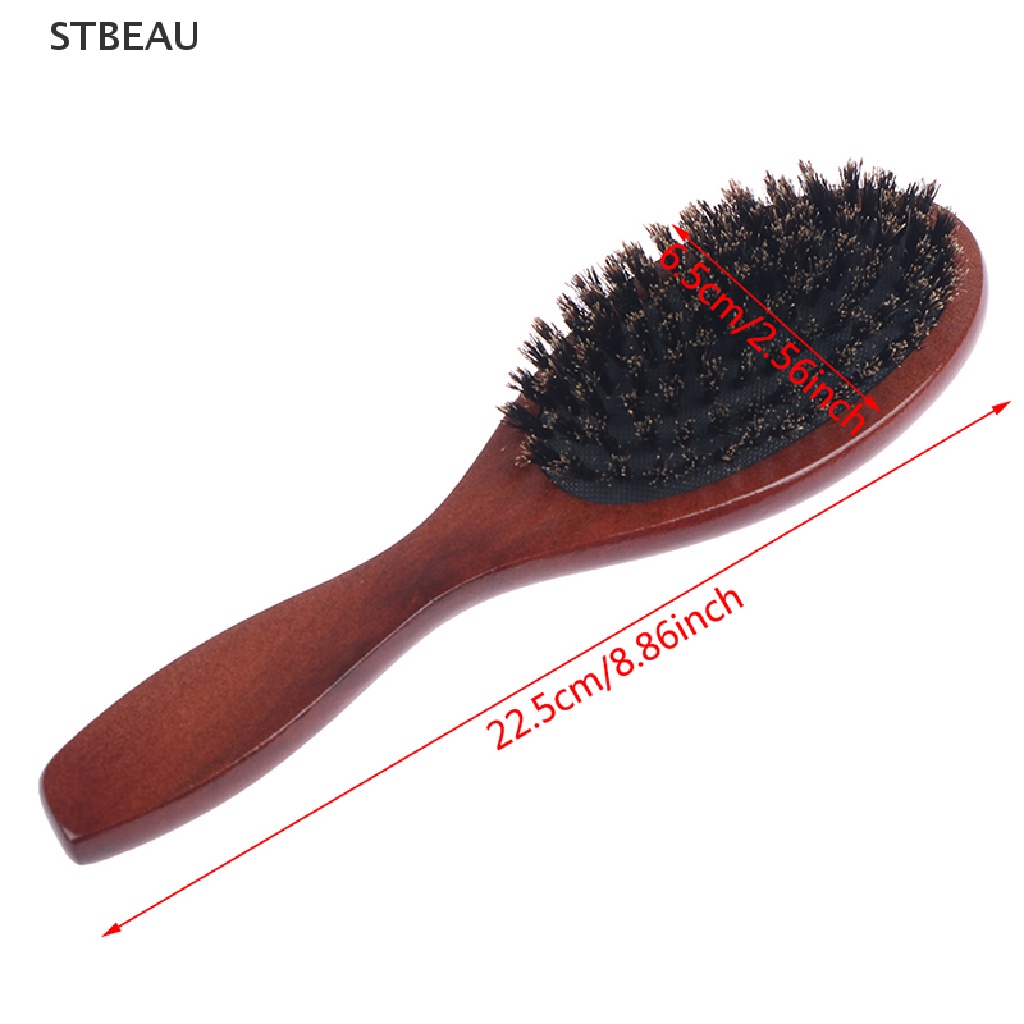 [Hàng mới về] Lược chải râu tay cầm bằng gỗ đầu bằng lông lợn rừng giúp gỡ rối làm suôn mượt râu tiện dụng
