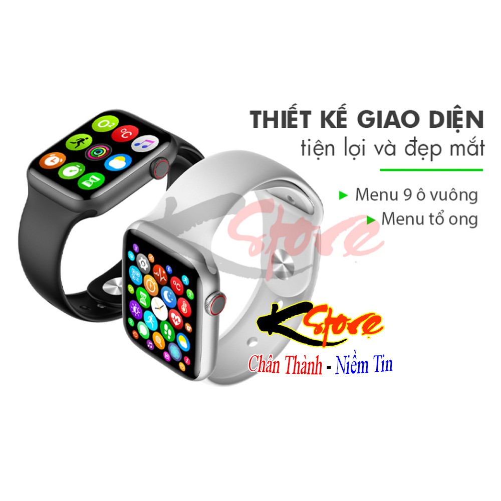 Đồng Hồ Thông Minh Seri 6 Logo Táo Màn Hình Tràn Viền 2 Nút Vật Lý Sạc Không Dây Full Thông Báo Tiếng Việt