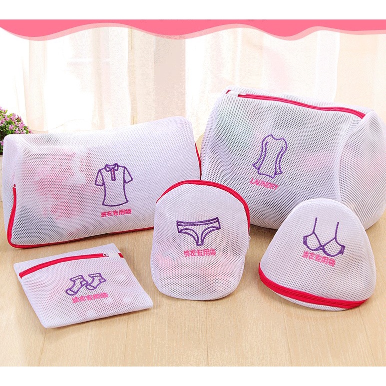 Bộ 5c, 6c túi giặt 3 lớp bảo vệ quần áo, đồ lót dùng cho máy giặt nhiều kích thước lựa chọn Amalife