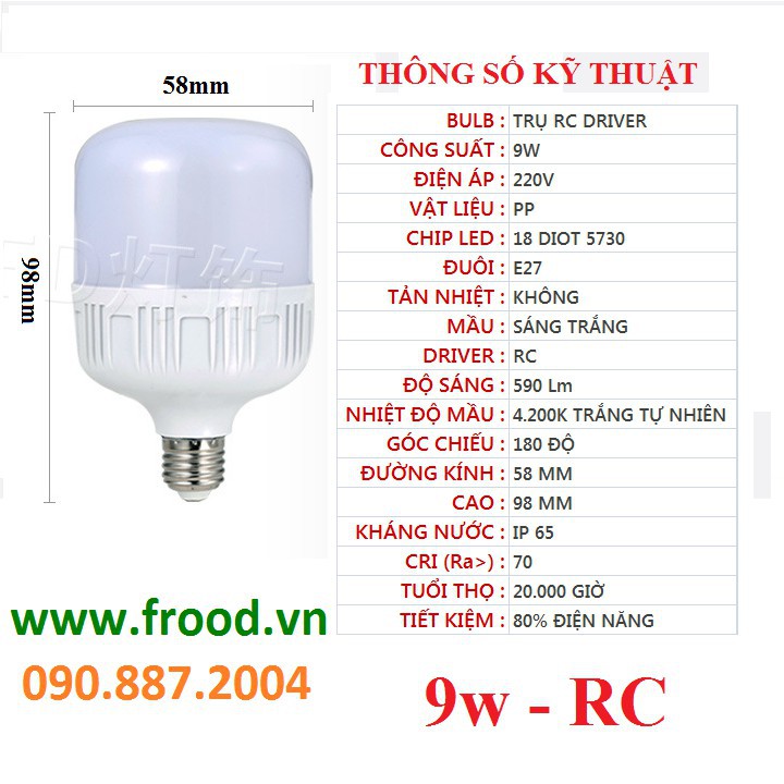 Bóng đèn LED bắp, trụ, tròn, búp 5w,7w, 9w, 12w sáng trắng hoặc vàng, Đui E14 hoặc E27 | BigBuy360 - bigbuy360.vn