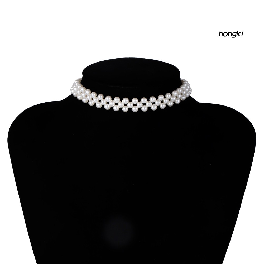 vòng cổ Choker Phối Hạt Ngọc Trai Giả Thời Trang Cho Nữ