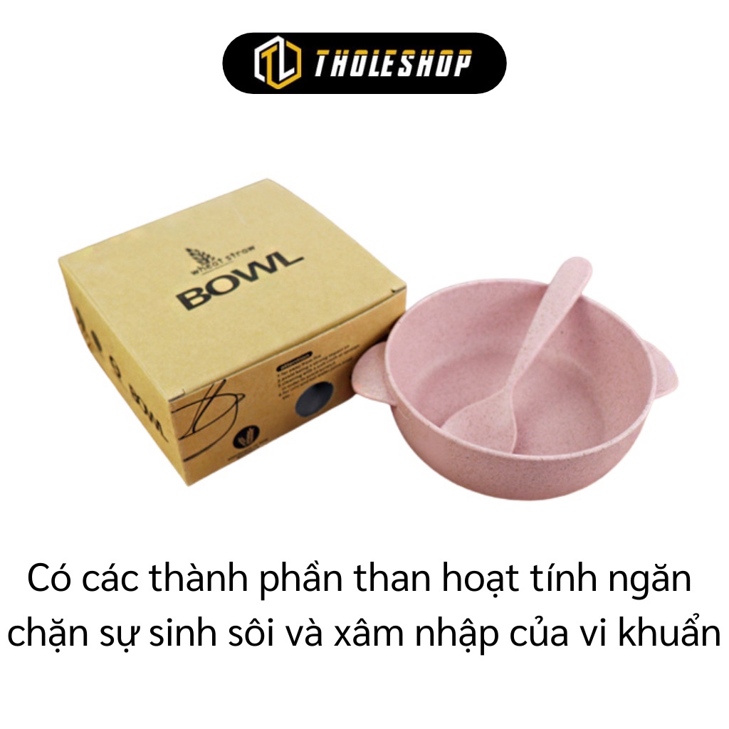 GIÁ SỈ Chén ăn có tay cầm kèm muỗng làm từ lúa mạch cho bé, cực an toàn thân thiện môi trường 8536