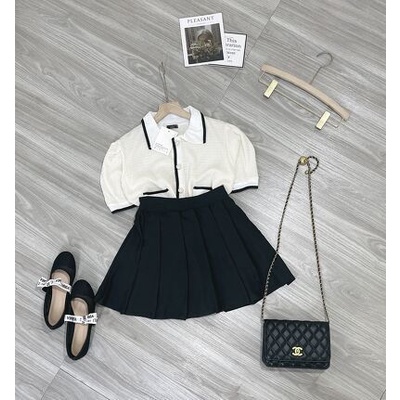 Sét bộ áo xốp tay bồng mix chân váy xoè