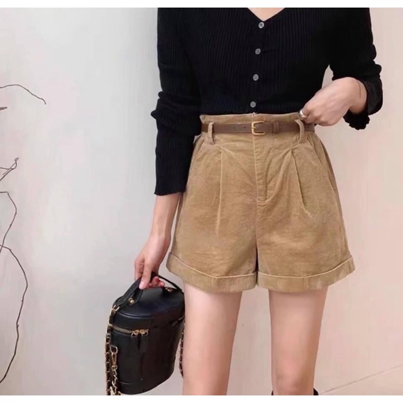 quần sooc nữ, quần đùi nữ gấu lật chất nhung 2 màu cao cấp | BigBuy360 - bigbuy360.vn