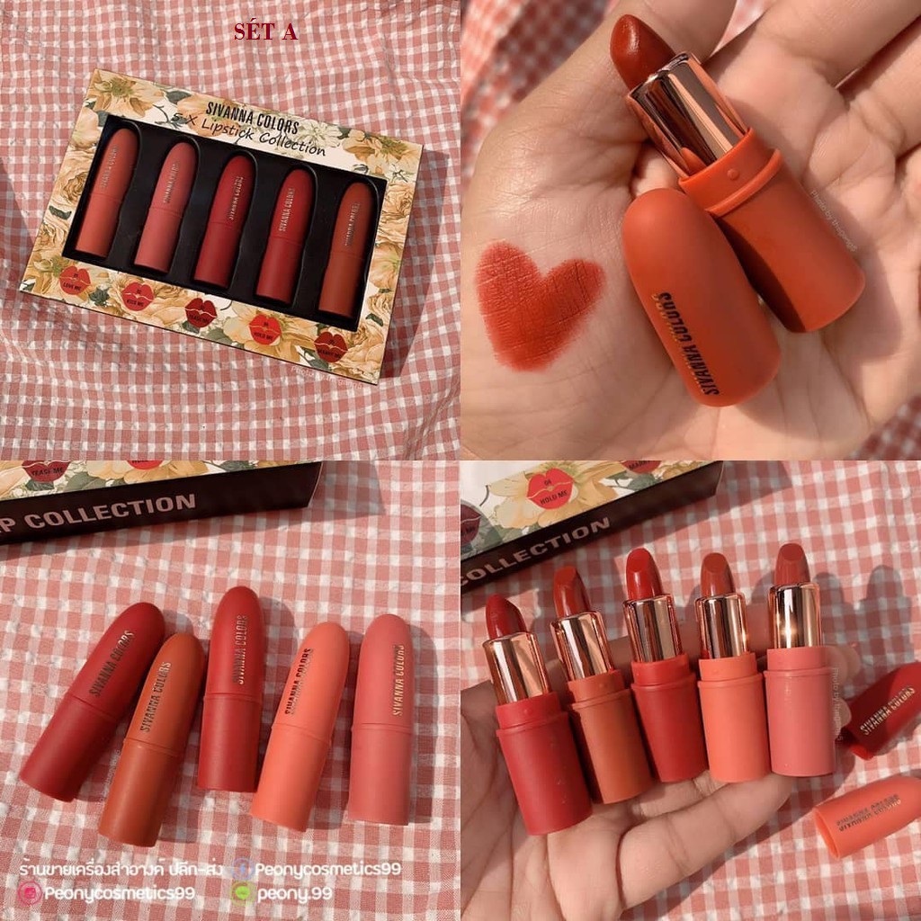 [NHẬP COS20K GIẢM NGAY 20K] Set Son Sivanna Matte 5x Lipstick Collection chính hãng Thái Lan