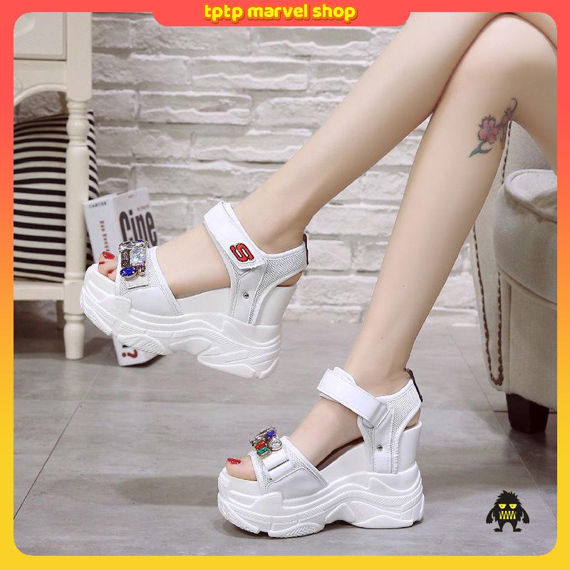 Giày Sandal Đế Dày Quai Đính Đá Phong Cách Hàn Quốc Thời Trang Mùa Hè Mới