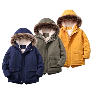 Áo khoác parka lót lông cừu ấm mềm cho bé trai bé gái