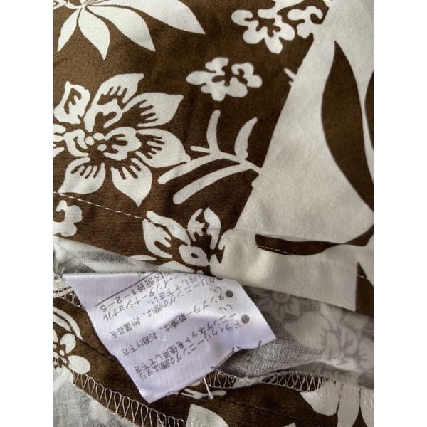 2hand Wind's Clothes 🍂 Váy xô Nhật vạt chéo dây eo hoạ tiết hoa nâu viền trắng