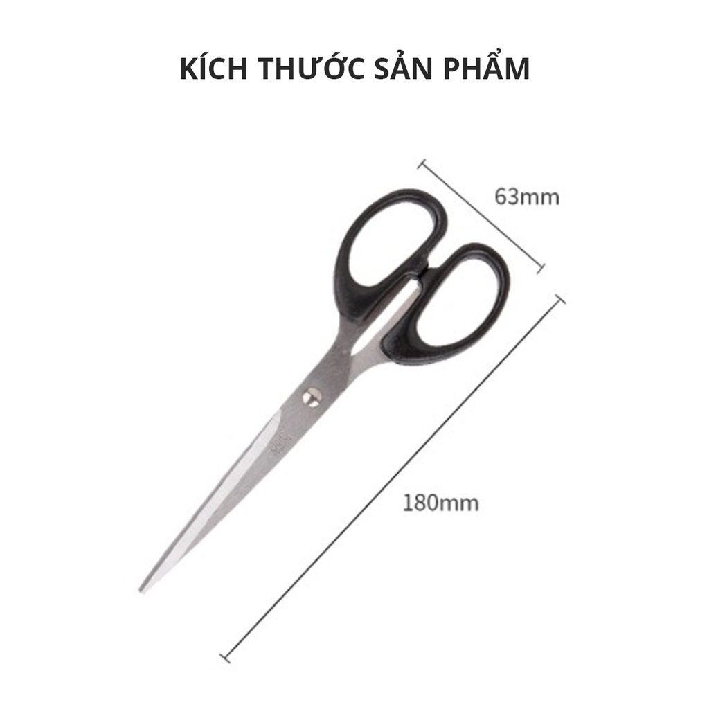 Kéo văn phòng 175mm Deli - E6009 Đen/Đỏ - 1 chiếc