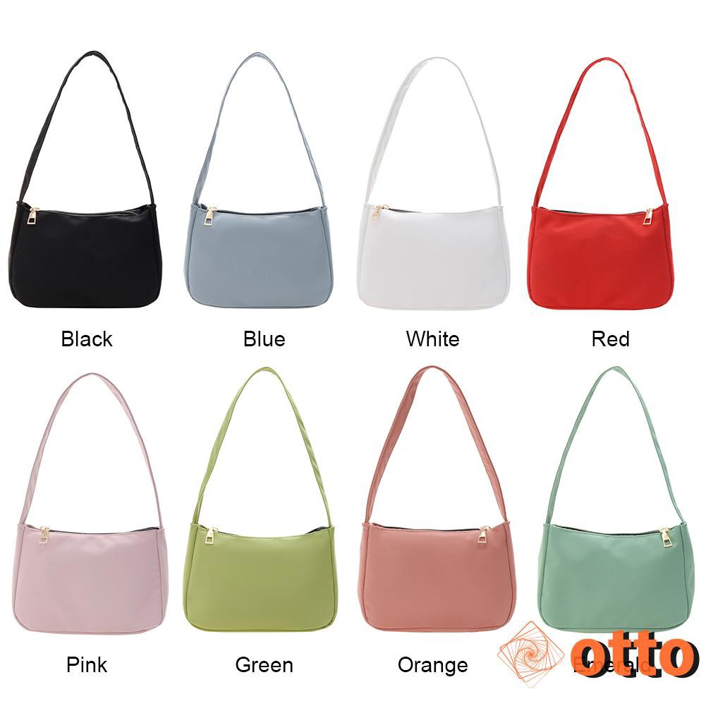 Fashion Solid Color Top-handle Clutch Women Casual Nylon Shoulder Bag Travel Street Underarm Totes