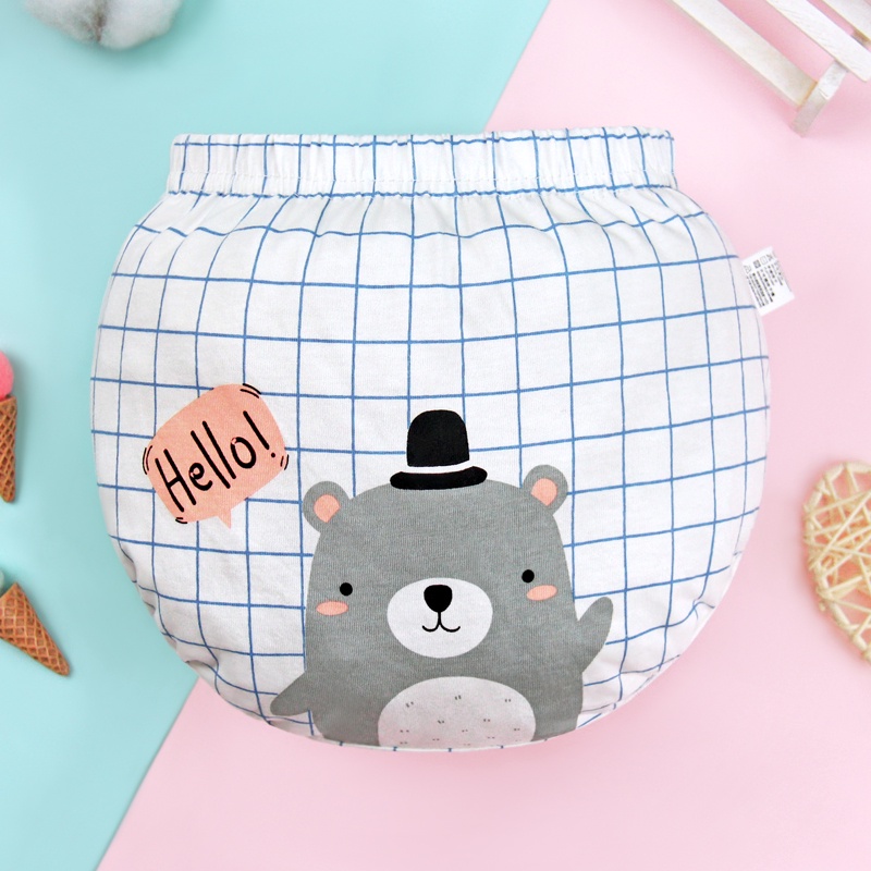 Quần lót LUCKY BIG CAT chất liệu cotton nguyên chất họa tiết hoạt hình dễ thương cho trẻ sơ sinh