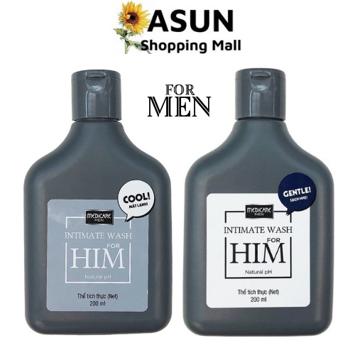 [CHE TÊN SP] Dung Dịch Vệ Sinh Nam Medicare Cool &amp; Gentle For Him 200ml Intimate Wash Natural PH